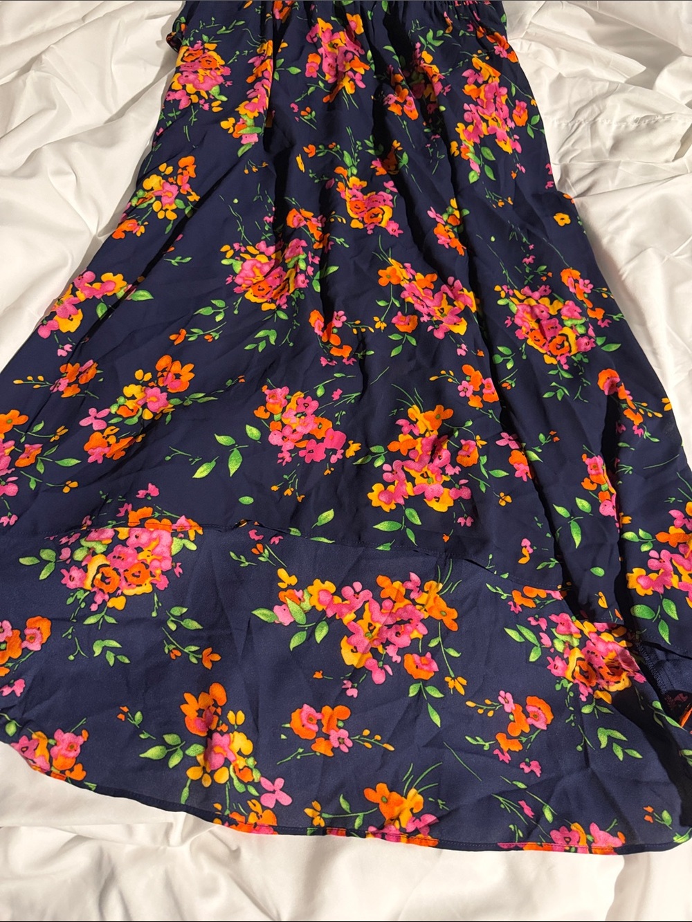 Nanette Lepore Navy Floral Smocked Waist Sleeveless Dress - Picture 5 of 7